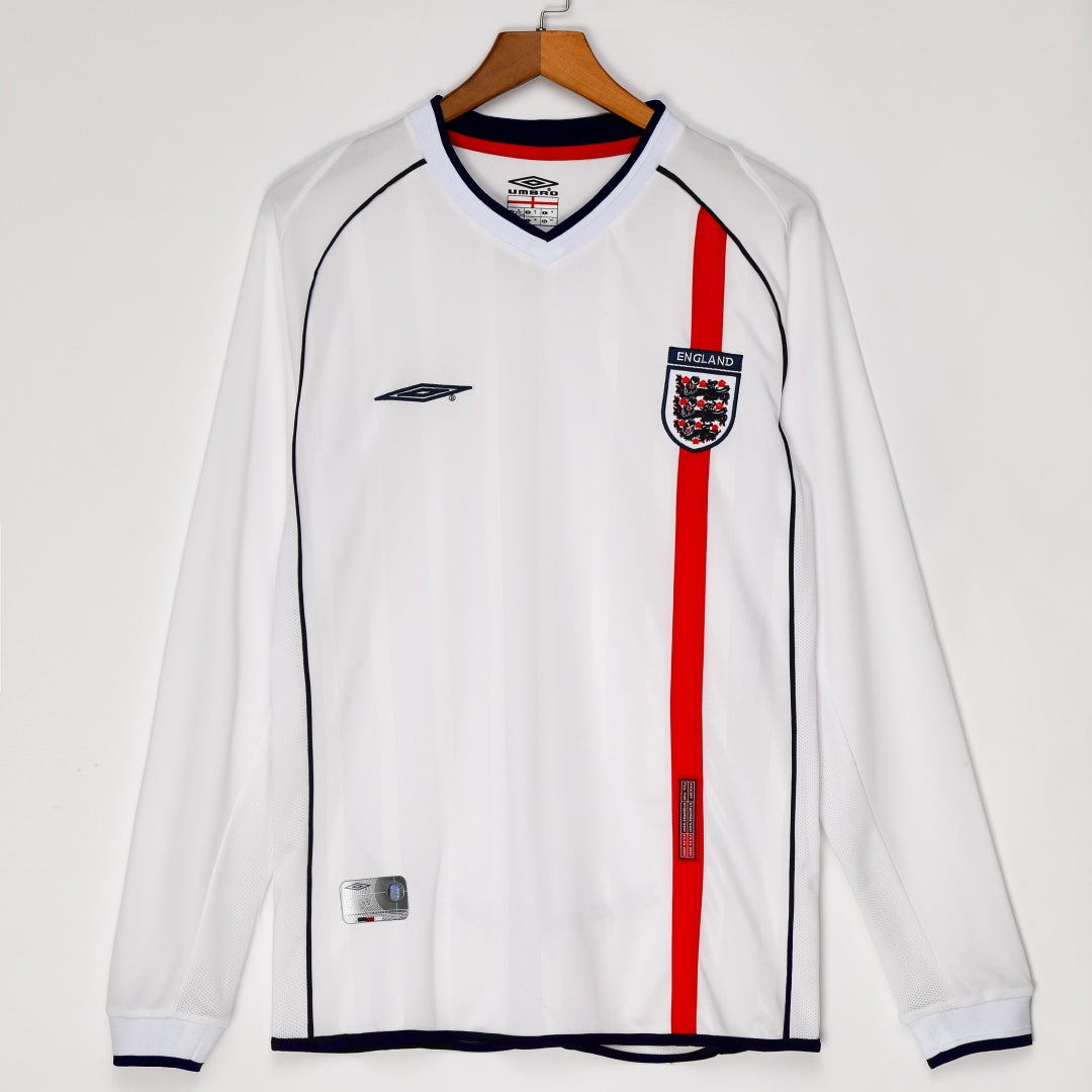 2002 Maillot Angleterre Domicile Retro Manches Longues
