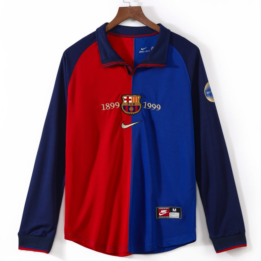 1999-2000 Maillot Barcelone Domicile Rétro Manches Longues