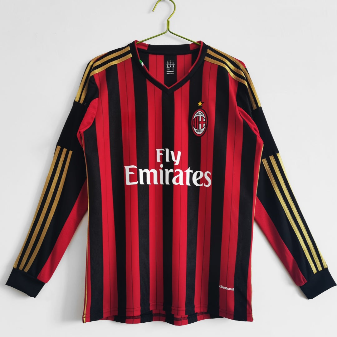 2013- 2014 Maillot AC Milan Domicile Rétro Manches Longues