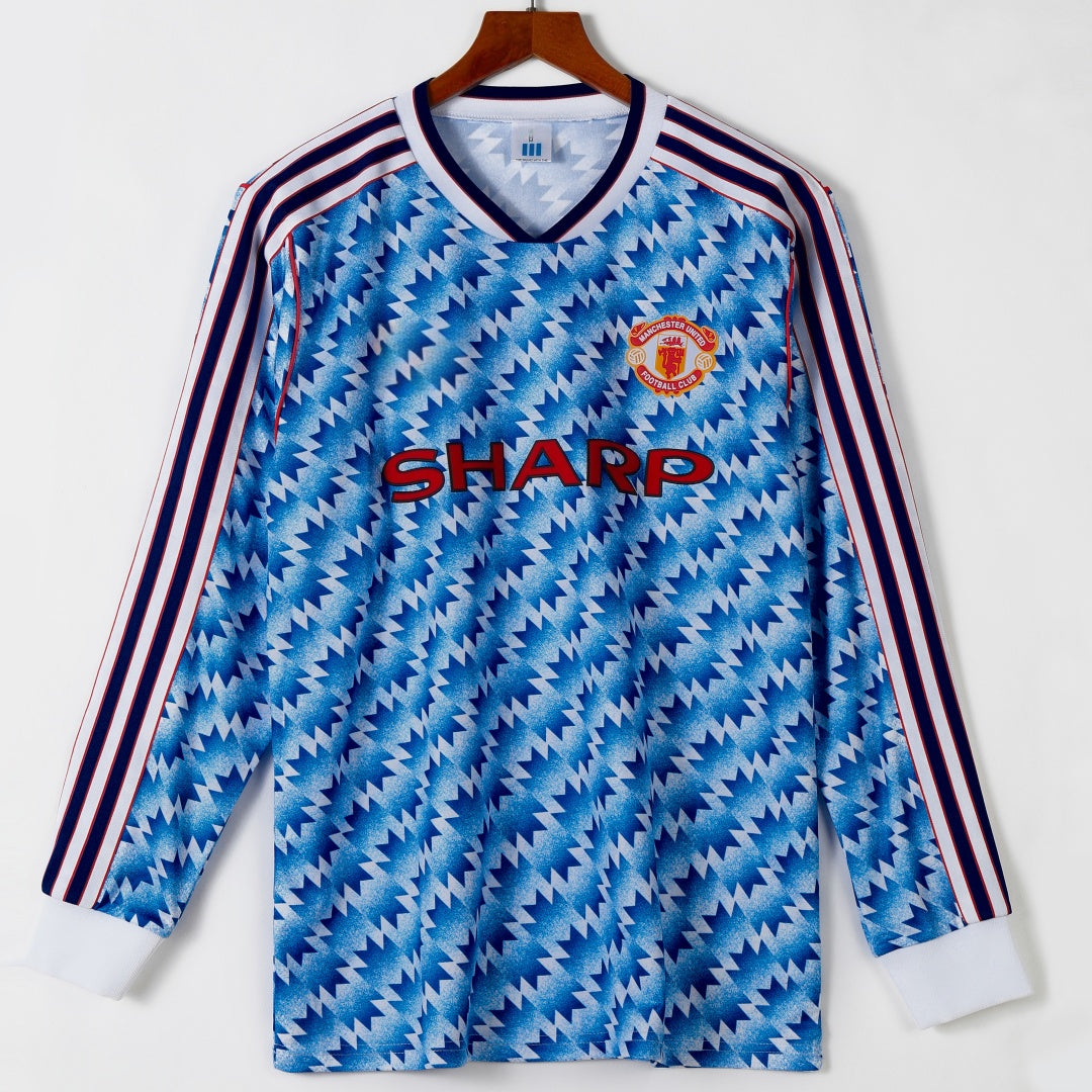 1990-1992 Manchester United Extérieur maillot Retro Manches Longues