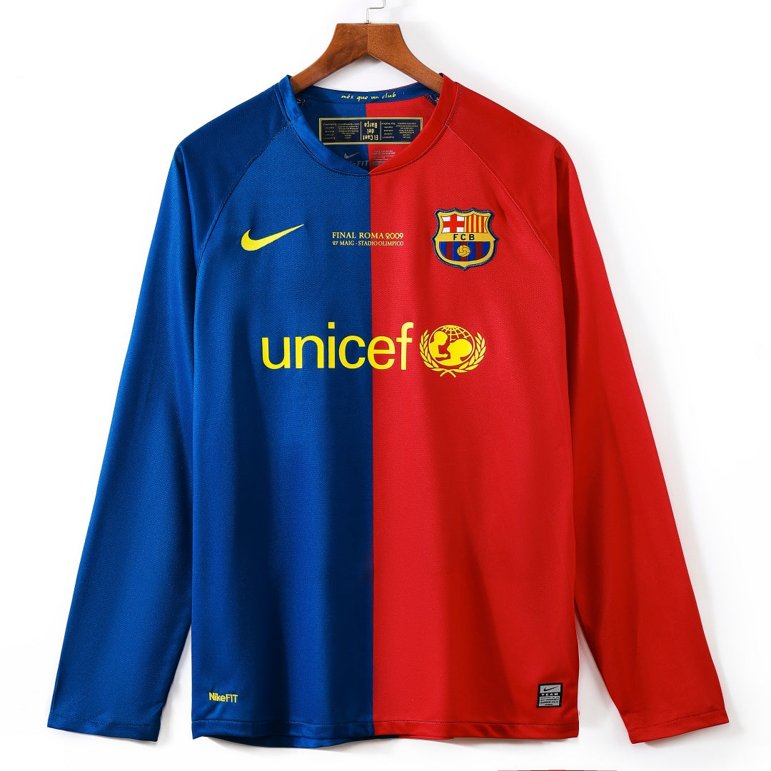 2008-2009 Maillot Barcelone Domicile Rétro Manches Longues