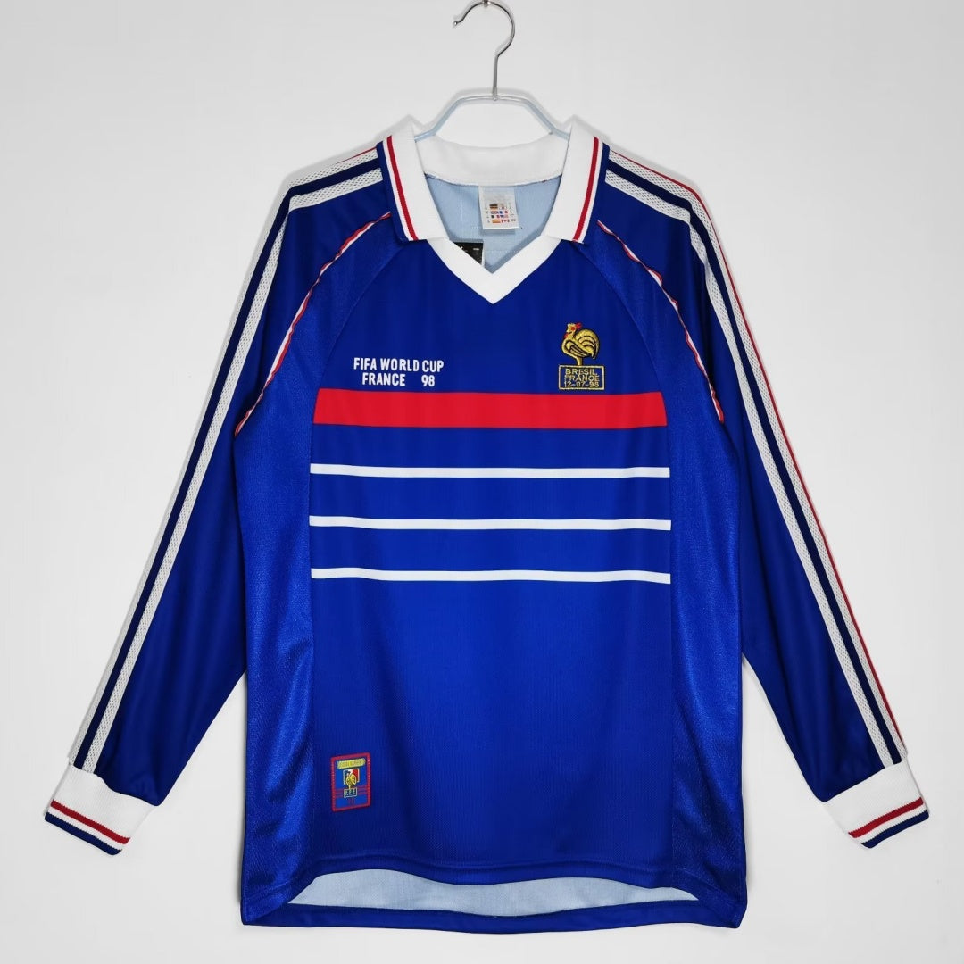 1998 Maillot Retro France Domicile Manches Longues