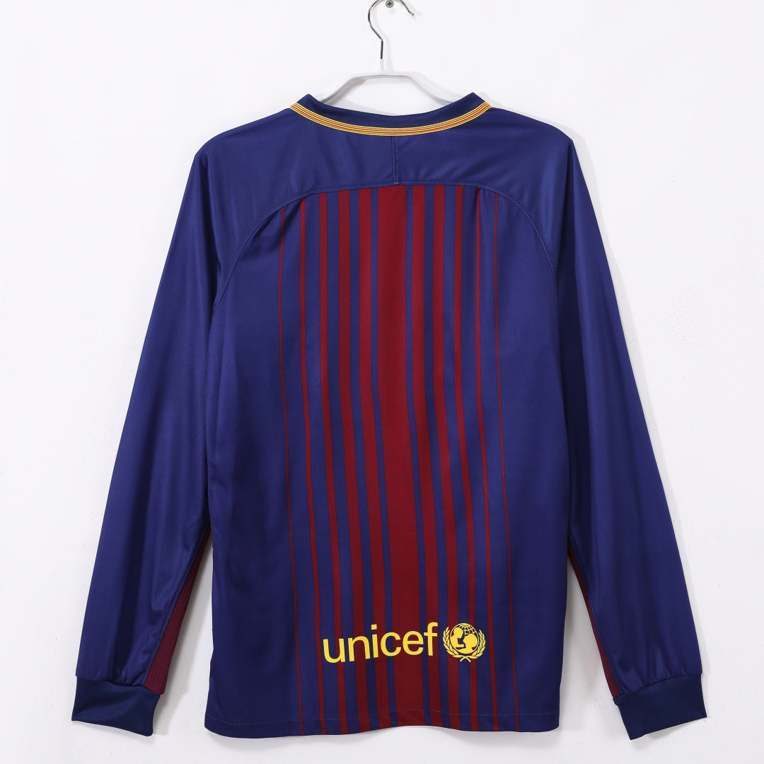 2017-2018 Maillot Barcelone Domicile Rétro Manches Longues