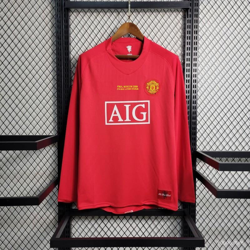 Manchester United maillot Domicile Rétro Manches Longues 2007 2008 - L'Univers du Maillot