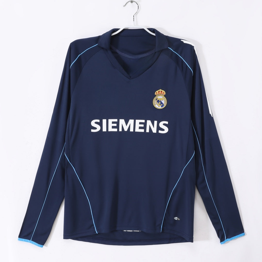 2005-2006 Maillot Retro Real Madrid Extérieur Manches Longues