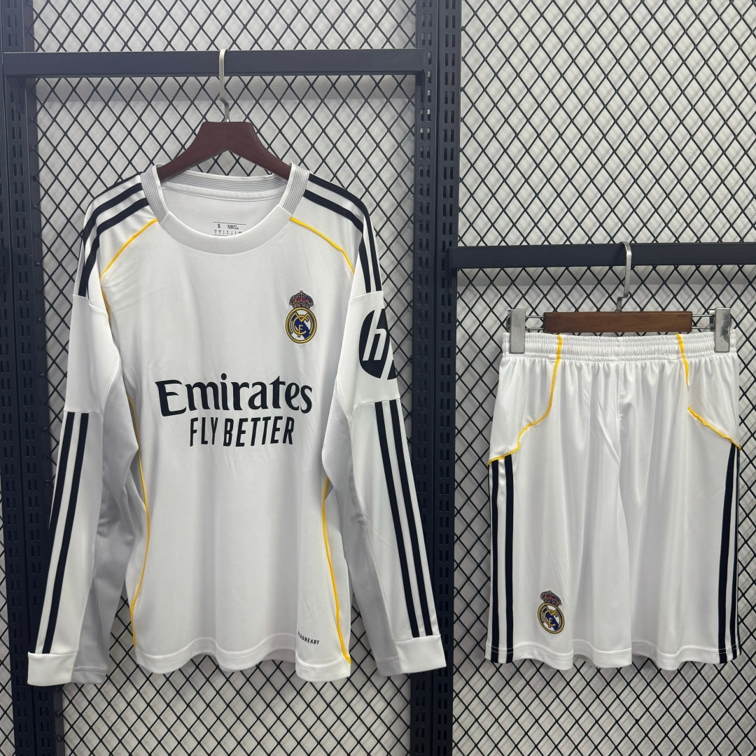 Ensemble 25/26 Real Madridl Domicile Adult  Manches Longues