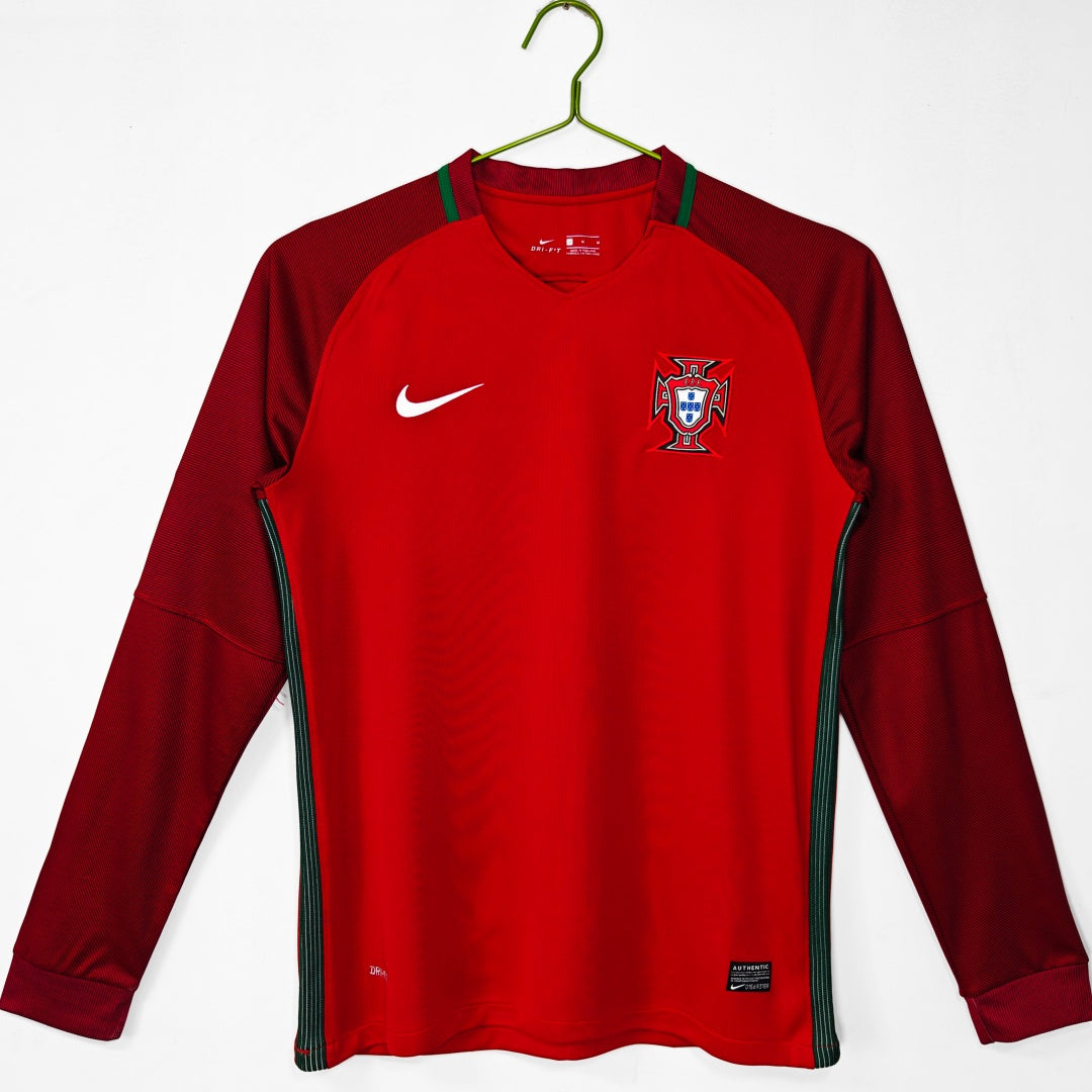 2016 Portugal Domicile maillot Retro Manches Longues