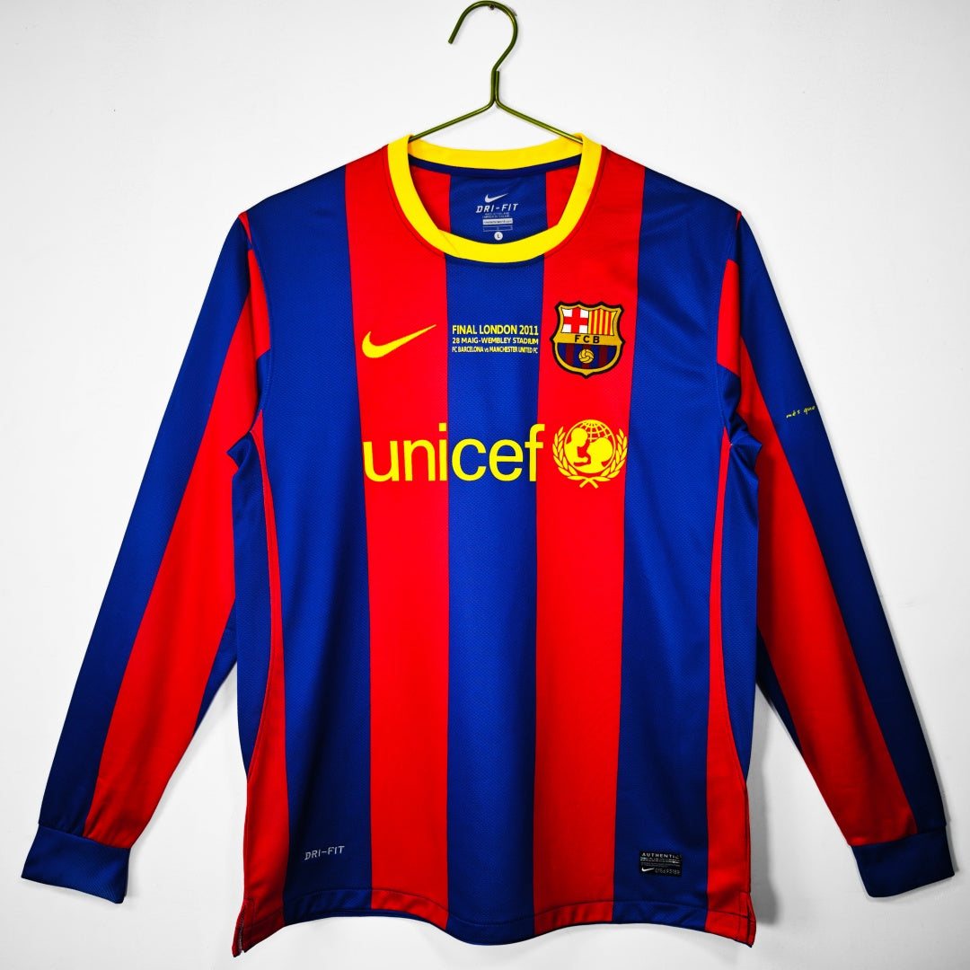 2010-2011 Maillot Barcelone Domicile Rétro  Manches Longues