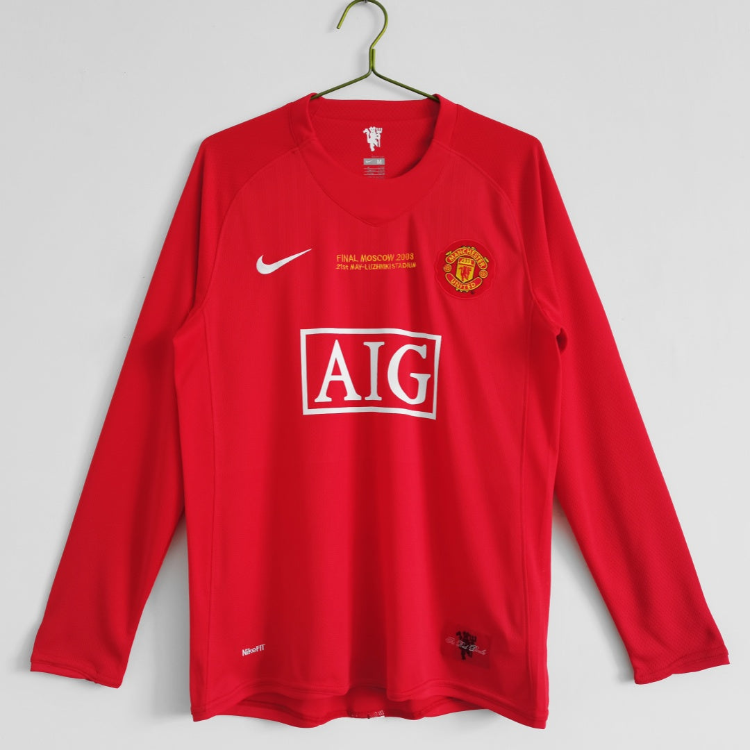 Manchester United maillot Domicile Rétro Manches Longues 2007 2008